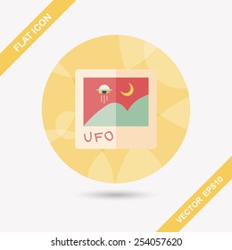 Space UFO photo flat icon with long shadow, eps10