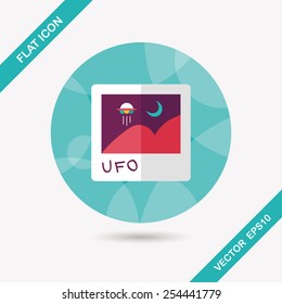 Space UFO photo flat icon with long shadow, eps10