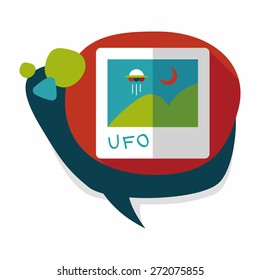 Space UFO photo flat icon with long shadow, eps10