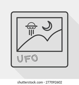 Space UFO photo flat icon with long shadow, eps10, line icon