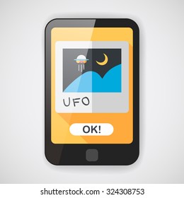 Space UFO photo flat icon with long shadow, eps10
