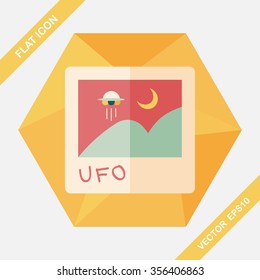 Space UFO photo flat icon with long shadow, eps10