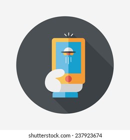 Space UFO photo on cell phone flat icon with long shadow, eps10