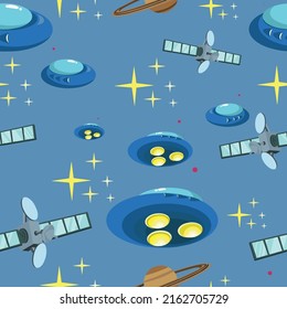 Space and UFO seamless pattern for kid products