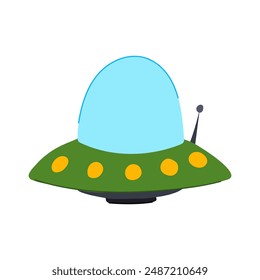 space ufo ship cartoon. space beam, fantasy sky, green planet space ufo ship sign. isolated symbol vector illustration