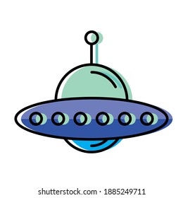 Space ufo of universe cosmos and futuristic theme Vector illustration