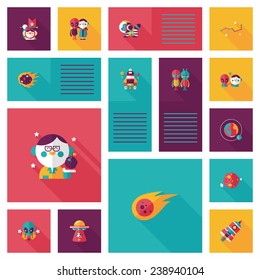 Space UI flat design background set, eps10