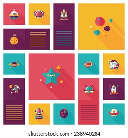 Space ui flat design background set, eps10