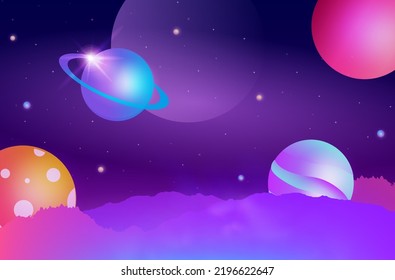 Space universe galaxy sky background, planet astrology outer space futuristic vector illustration