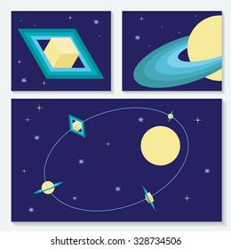 Space, universe graphic design. Banners, layot, flyer templates. Vector illustration 