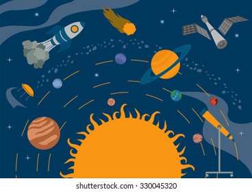 Space, universe graphic design. Banners, layot, flyer templates. Vector illustration 