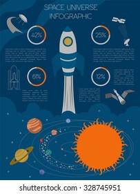 Space, universe graphic design. Infographic template. Vector illustration 