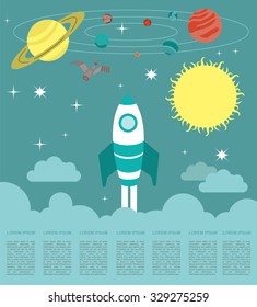 Space, universe graphic design. Infographic template. Vector illustration 
