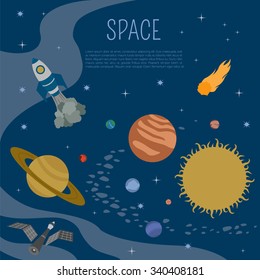 Space, universe graphic design. Infographic template. Vector illustration 