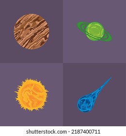 space and universe icons set