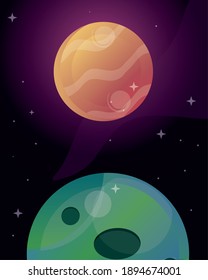 Space Universe Planets Galaxy Astronomy Cartoon Background Vector Illustration