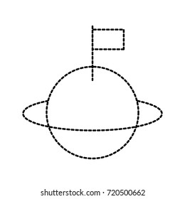 space universe saturn with flag colonization