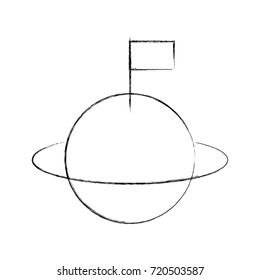space universe saturn with flag colonization