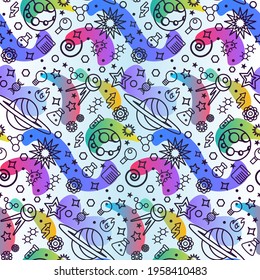 Space universe science seamless pattern vector