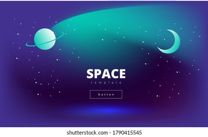 fondo vectorial espacial con luna, estrellas y planeta