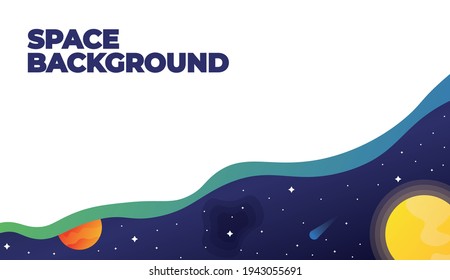 Fondo vector espacial, planetas y estrellas. Fondo de espacio para el texto.