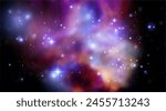 Space vector background with realistic nebula and shining stars. Magic colorful galaxy with stardust