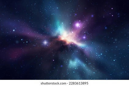 Space vector background with realistic nebula and shining stars. Magic colorful galaxy with stardust