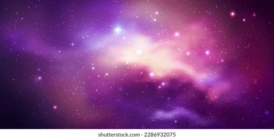 Space vector background with realistic nebula and shining stars. Magic colorful galaxy with stardust