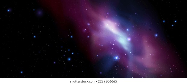 Space vector background with realistic nebula and shining stars. Magic colorful galaxy with stardust