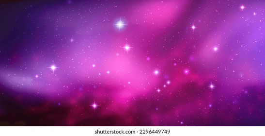 Space vector background with realistic nebula and shining stars. Magic colorful galaxy with stardust