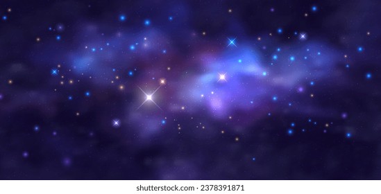 Space vector background with realistic nebula and shining stars. Magic colorful galaxy with stardust