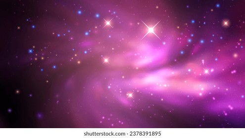 Space vector background with realistic nebula and shining stars. Magic colorful galaxy with stardust