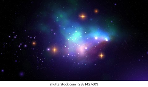Space vector background with realistic nebula and shining stars. Magic colorful galaxy with stardust
