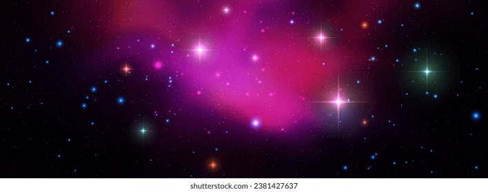 Space vector background with realistic nebula and shining stars. Magic colorful galaxy with stardust