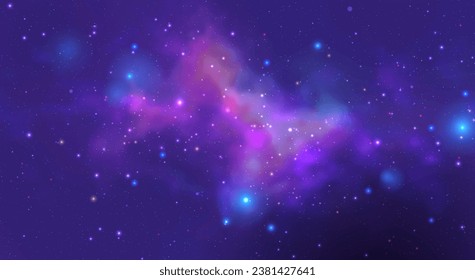 Space vector background with realistic nebula and shining stars. Magic colorful galaxy with stardust