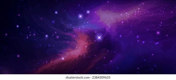 Space vector background with realistic nebula and shining stars. Magic colorful galaxy with stardust