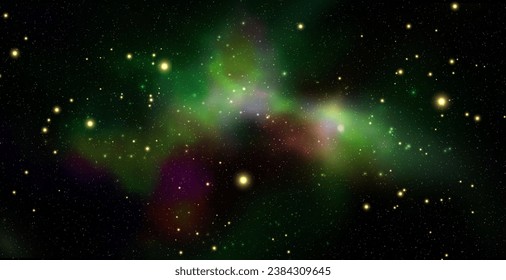 Space vector background with realistic nebula and shining stars. Magic colorful galaxy with stardust