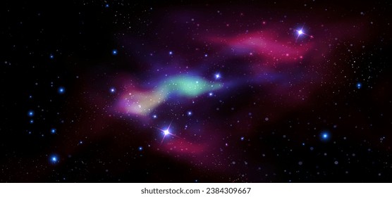 Space vector background with realistic nebula and shining stars. Magic colorful galaxy with stardust