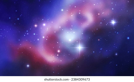 Space vector background with realistic nebula and shining stars. Magic colorful galaxy with stardust