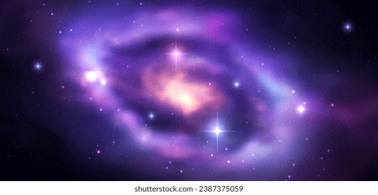 Space vector background with realistic nebula and shining stars. Magic colorful galaxy with stardust