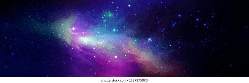 Space vector background with realistic nebula and shining stars. Magic colorful galaxy with stardust