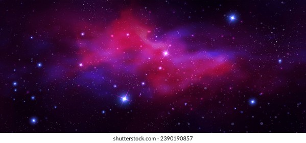 Space vector background with realistic nebula and shining stars. Magic colorful galaxy with stardust