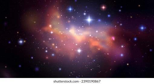 Space vector background with realistic nebula and shining stars. Magic colorful galaxy with stardust