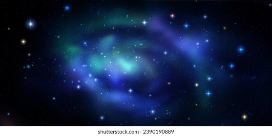 Space vector background with realistic nebula and shining stars. Magic colorful galaxy with stardust