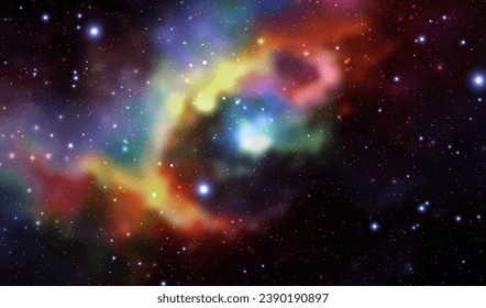 Space vector background with realistic nebula and shining stars. Magic colorful galaxy with stardust
