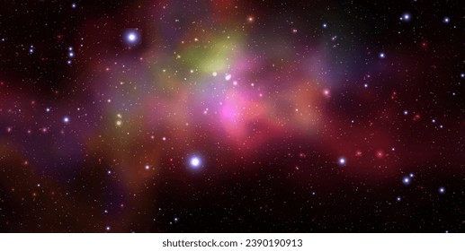 Space vector background with realistic nebula and shining stars. Magic colorful galaxy with stardust