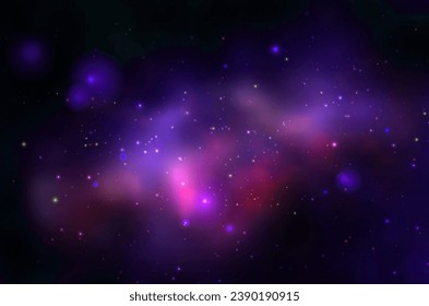 Space vector background with realistic nebula and shining stars. Magic colorful galaxy with stardust