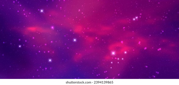 Space vector background with realistic nebula and shining stars. Magic colorful galaxy with stardust