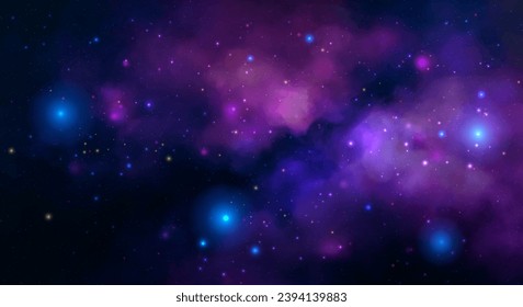 Space vector background with realistic nebula and shining stars. Magic colorful galaxy with stardust