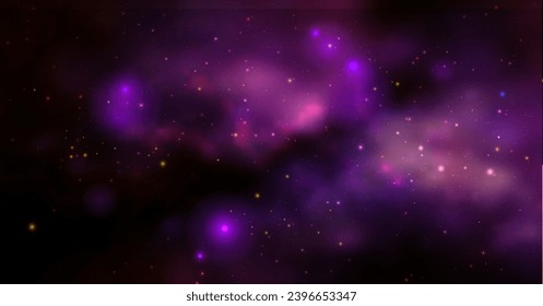 Space vector background with realistic nebula and shining stars. Magic colorful galaxy with stardust